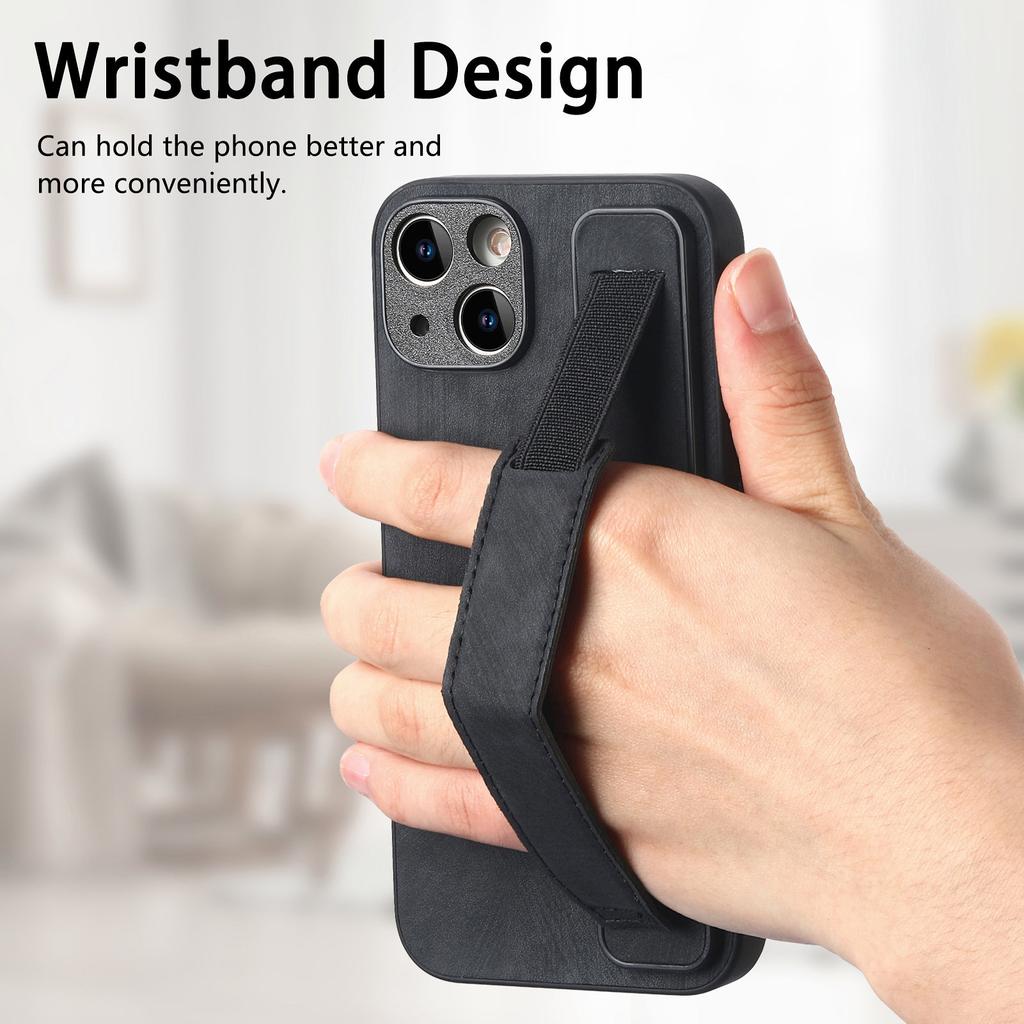 Geeignet für die Handyhülle Apple 16 Pro Max, Armband mit Ledermuster und Anti-Drop-Hülle für iPhone 15 Pro