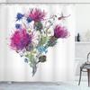 Cortina de ducha de flores blancas y mariposas rosas, estampado Floral, tela de cortina de baño de poliéster impermeable para decoración de bañera