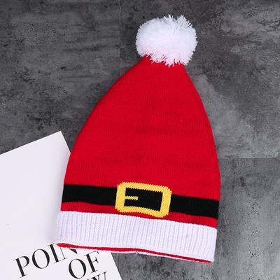Winter Christmas Hat Fur Pom Poms Hat Thick Hat for Adults Knitted Beanies Hat Santa Claus Cap Xma Gifts