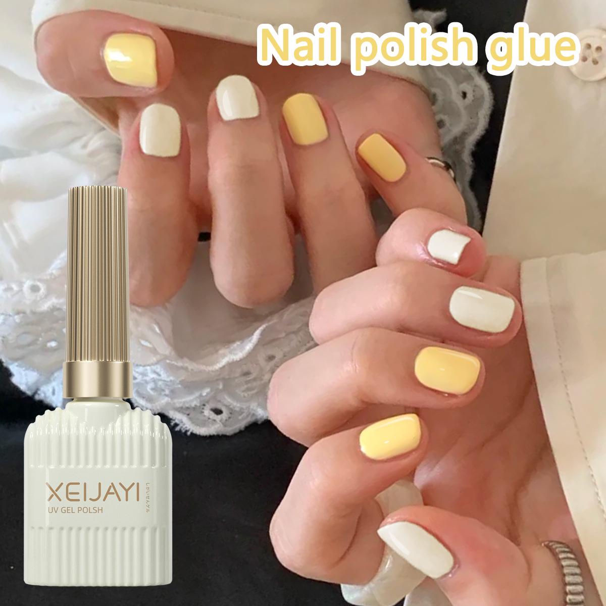 

Soft Yellow Color-Blocking Gel Polish - 2025 Summer Skin-Whitening Trendy Nail Art