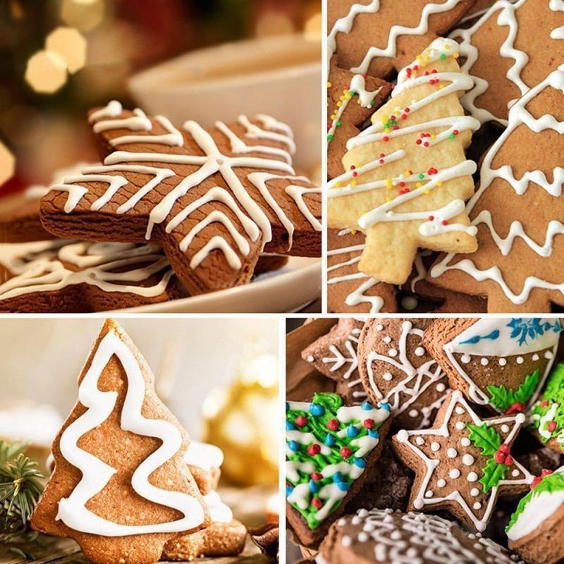 BEPAN 1 Set 3D Cartoon DIY Christmas Festival Creative Press Cookie Cutter Set of 4 Home Kitchen Baking Tools Household Goods
