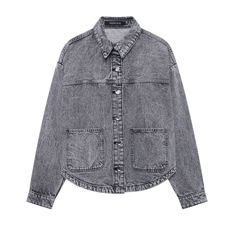 Kaslead New Arrival Women's Clothing Fashion Style Fashion Sticker Cloth Decoration Denim Jacket Coat 0108229