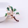New Fashion Design Green Plant Brooch Branch Pearl Drop Oil Brooch Clothing Accessories Party Gift Jewelry Branch Brooch