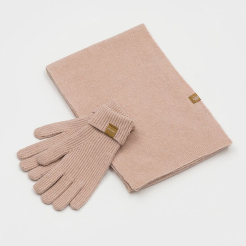 RECLOW Knit Gloves and Muffler Set Peach