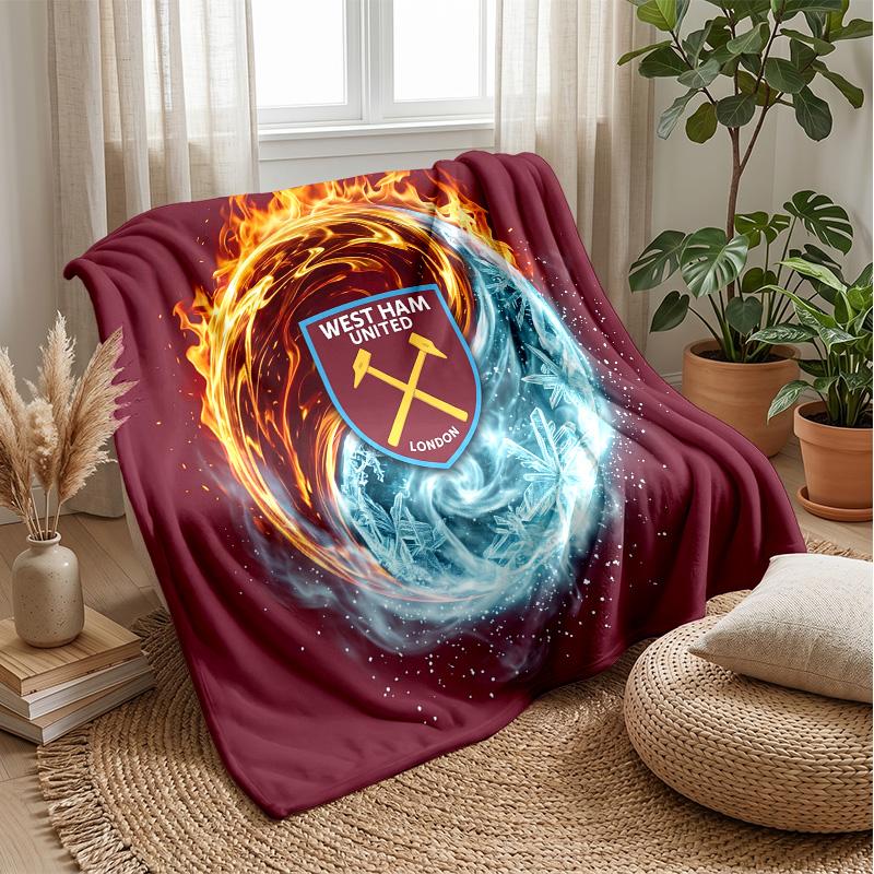 West Ham United Fußball-Print Flanelldecke, Weiche Warme Leichte Überwurfdecke für Sofa Bett Camping