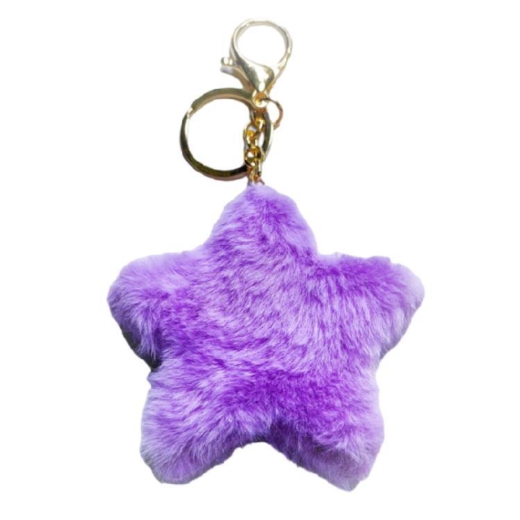 Multi Functional Star Keychain Plush Soft Key Holder Blue Design For Quick Access And Decorative Purposes