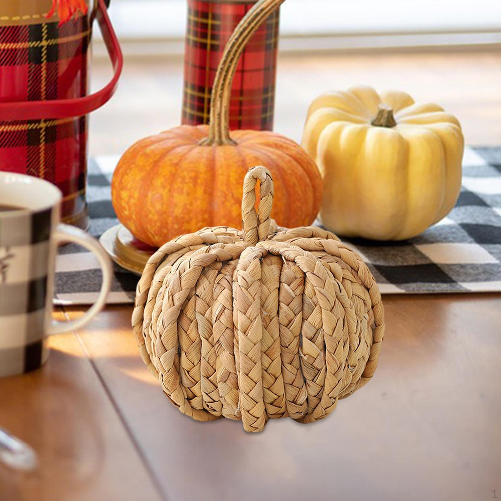 

Декор из плетеной тыквы, осеннее украшение, украшение обеденного стола из травяного материала для урожая Diameter 10cm