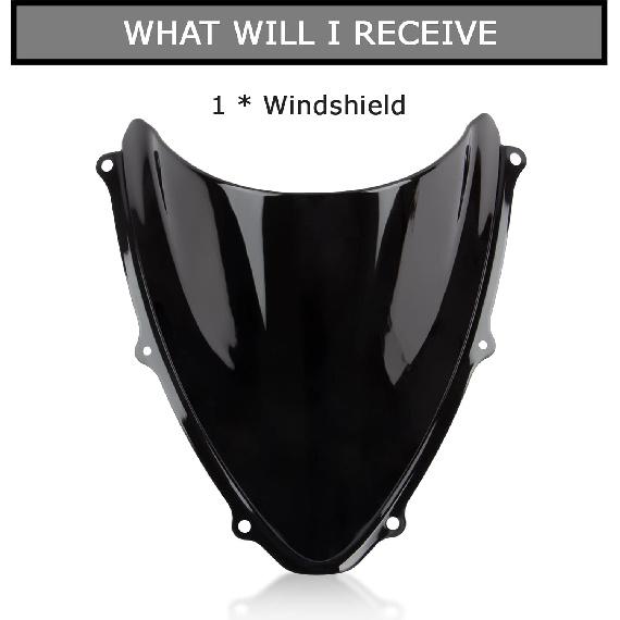 Windshield, PSLER Windscreen Double Bubble for GSXR600 750 K6 2006-2007, Black