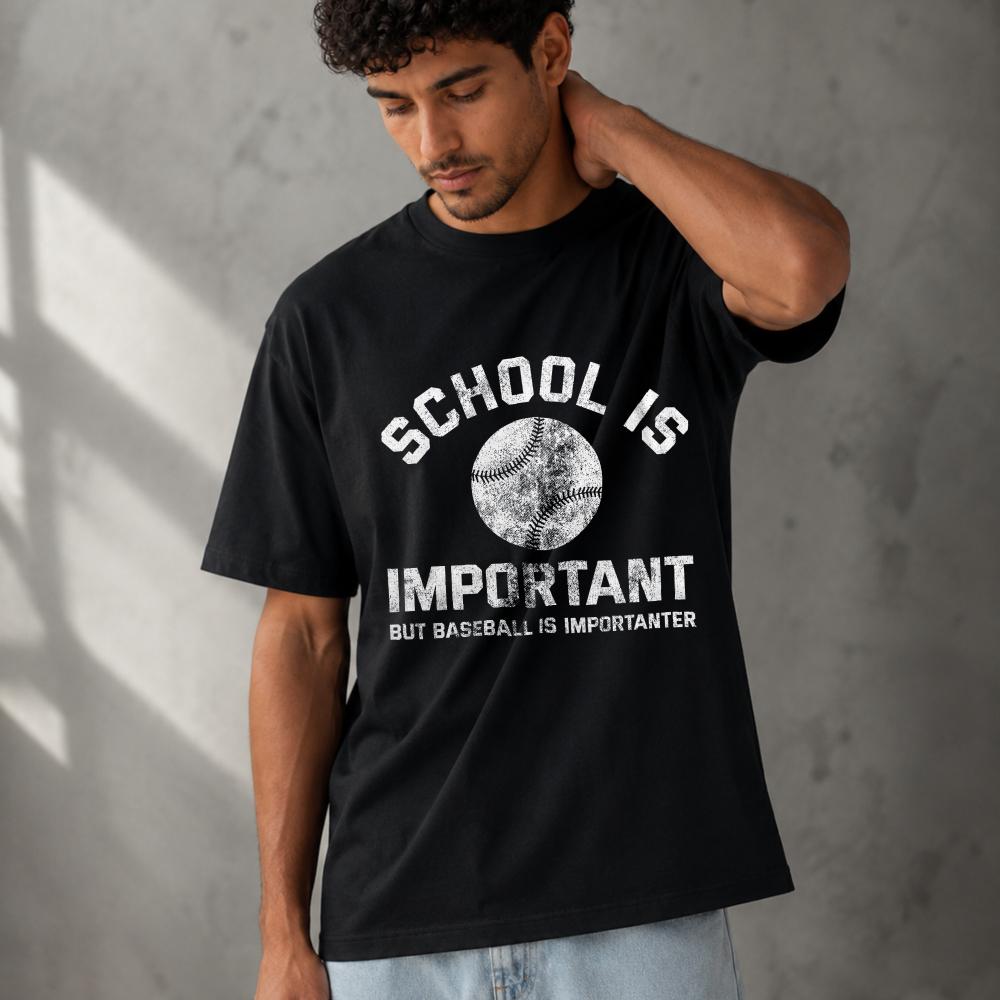 School Is Important But Baseball Is Importanter Letter Graphic Unisex Modal TShirt Print Short Sleeve Tee Soft Casual Street Tops