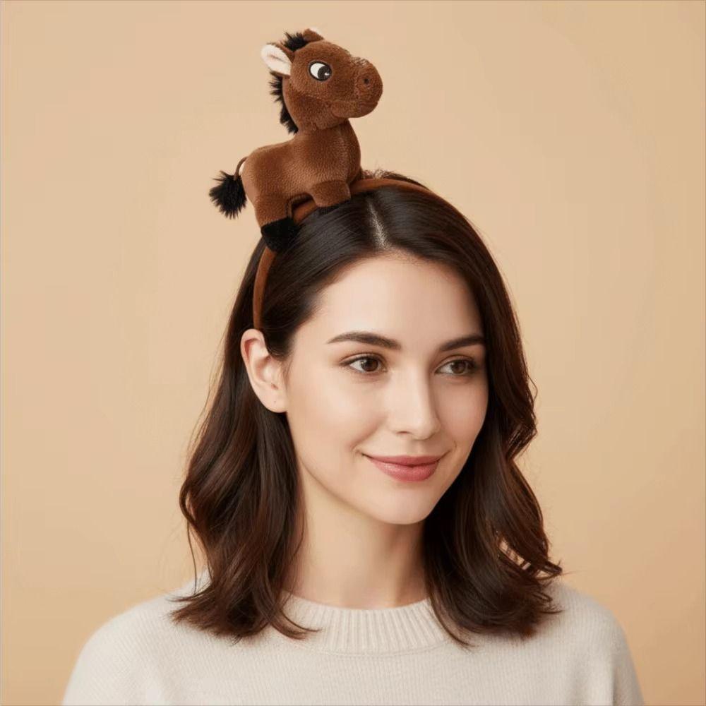 Funny Horse Headband Horse Pattern New Year Headband New Mascot Hair Hoop Pony Photo Prop
