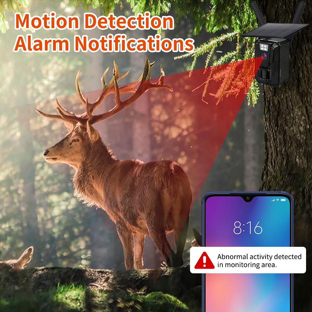 Cameră de vânătoare de exterior 4G alimentată cu energie solară cu viziune nocturnă color