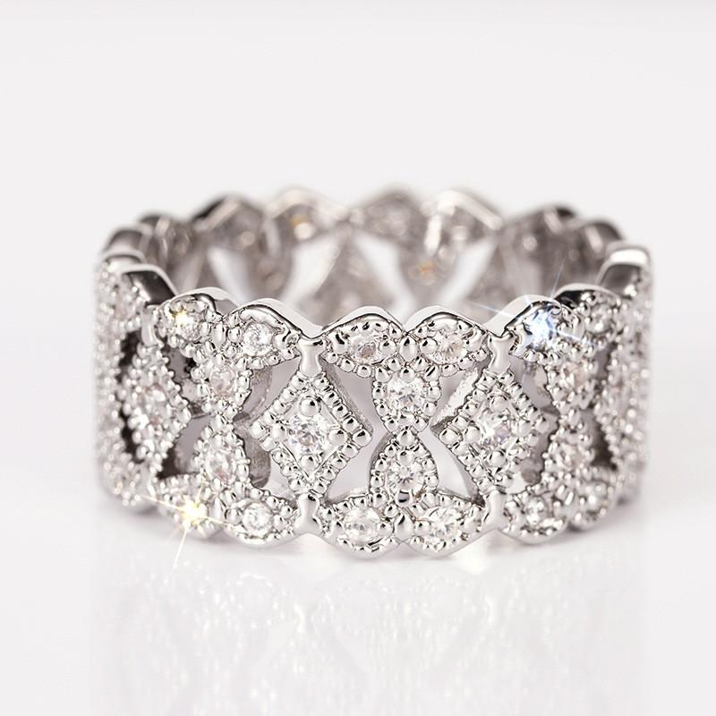 925 Sterling Silver Hollow Out Design Ring for Women Shinning Luxury Finger Ring Engagement Bright CZ Female Jewelry Gifts