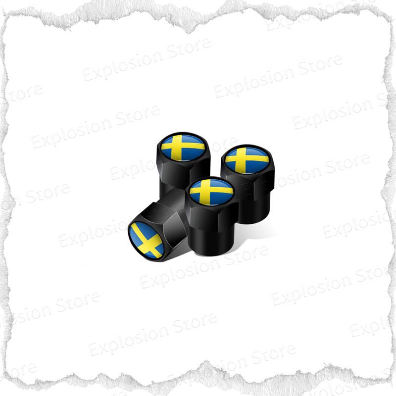 4pcs Swedish Flag/Prancing Moose Emblem Car Wheel Tire Stem Air Valve Caps Covers For Volvo V40 V60 XC40 XC60 XC90 S40 S60 Decor