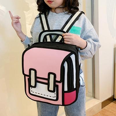 Zaino Impermeabile Carino Cartone Animato Cinturino Regolabile Cerniera Liscia Zaino per Studente Disegno 2D Unisex Daypack Zaino da Viaggio