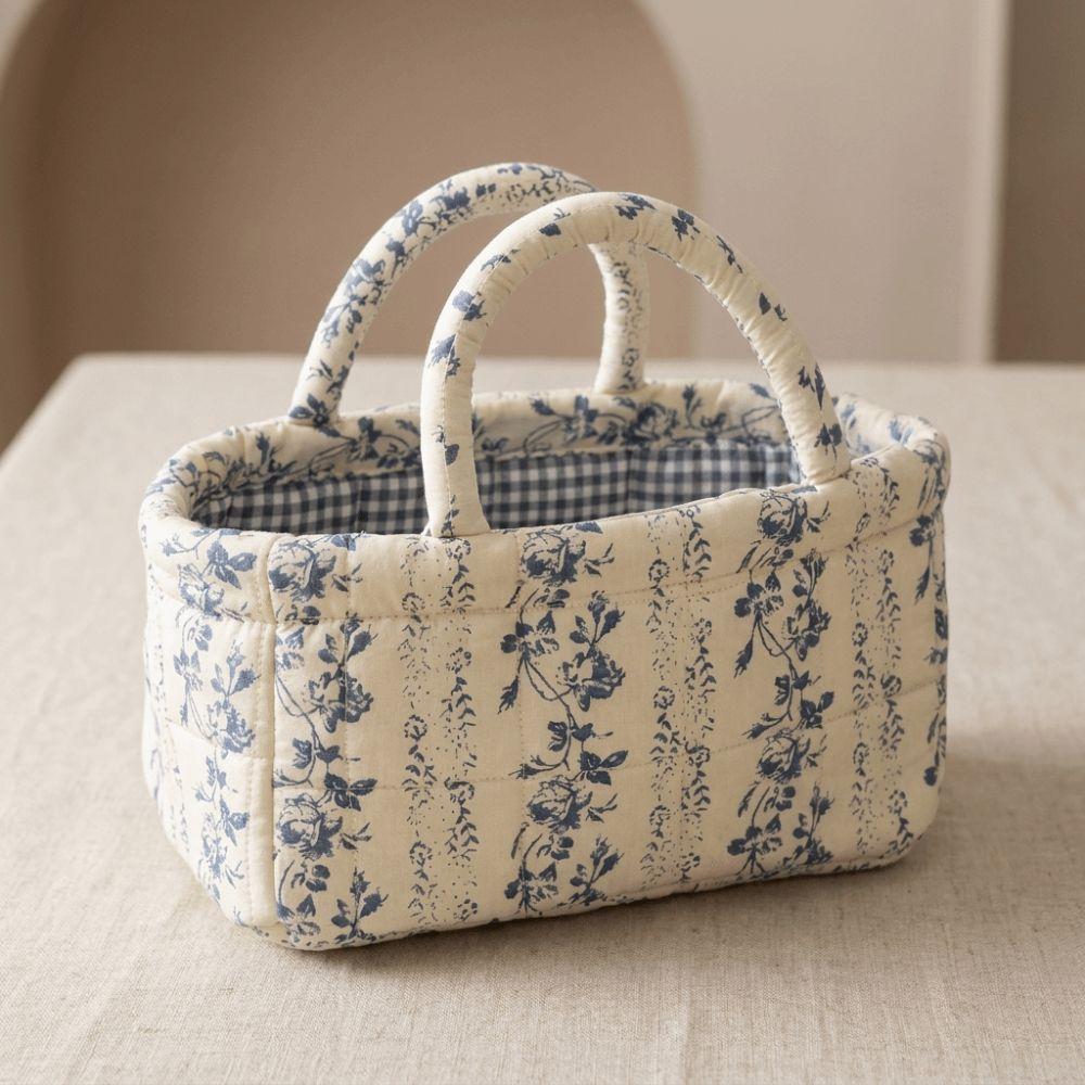 Open Top Quilted Storage Basket Quilted Laundry Basket With Handles  Desktop Organization