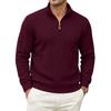 Herren Freizeit Pullover mit halbem Reißverschluss, Stehkragen, langen Ärmeln und Leder-Reißverschlussschieber