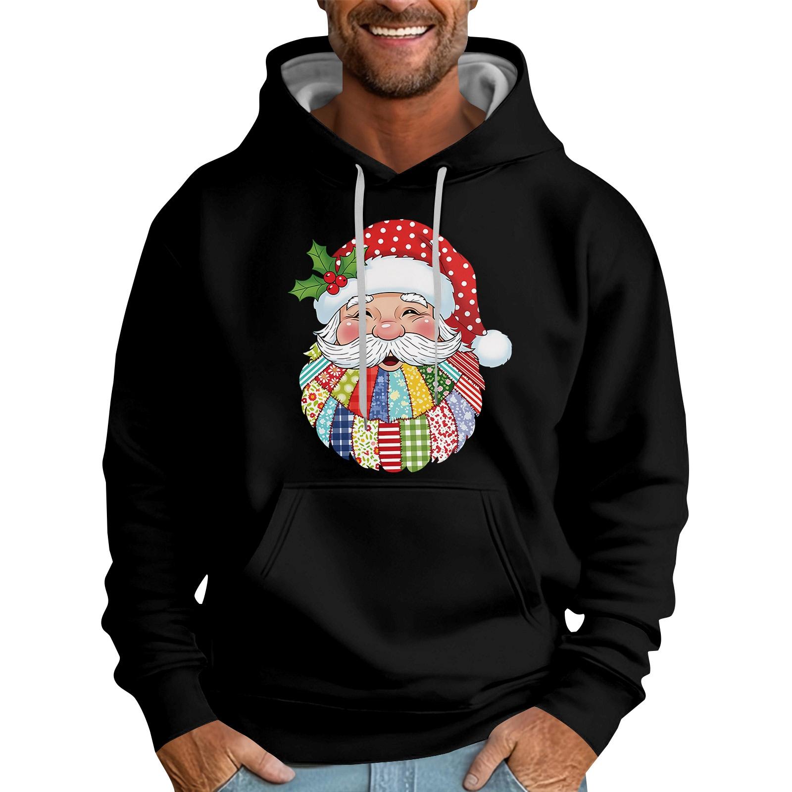 

Свободное мужское худи с рождественским принтом L чёрный