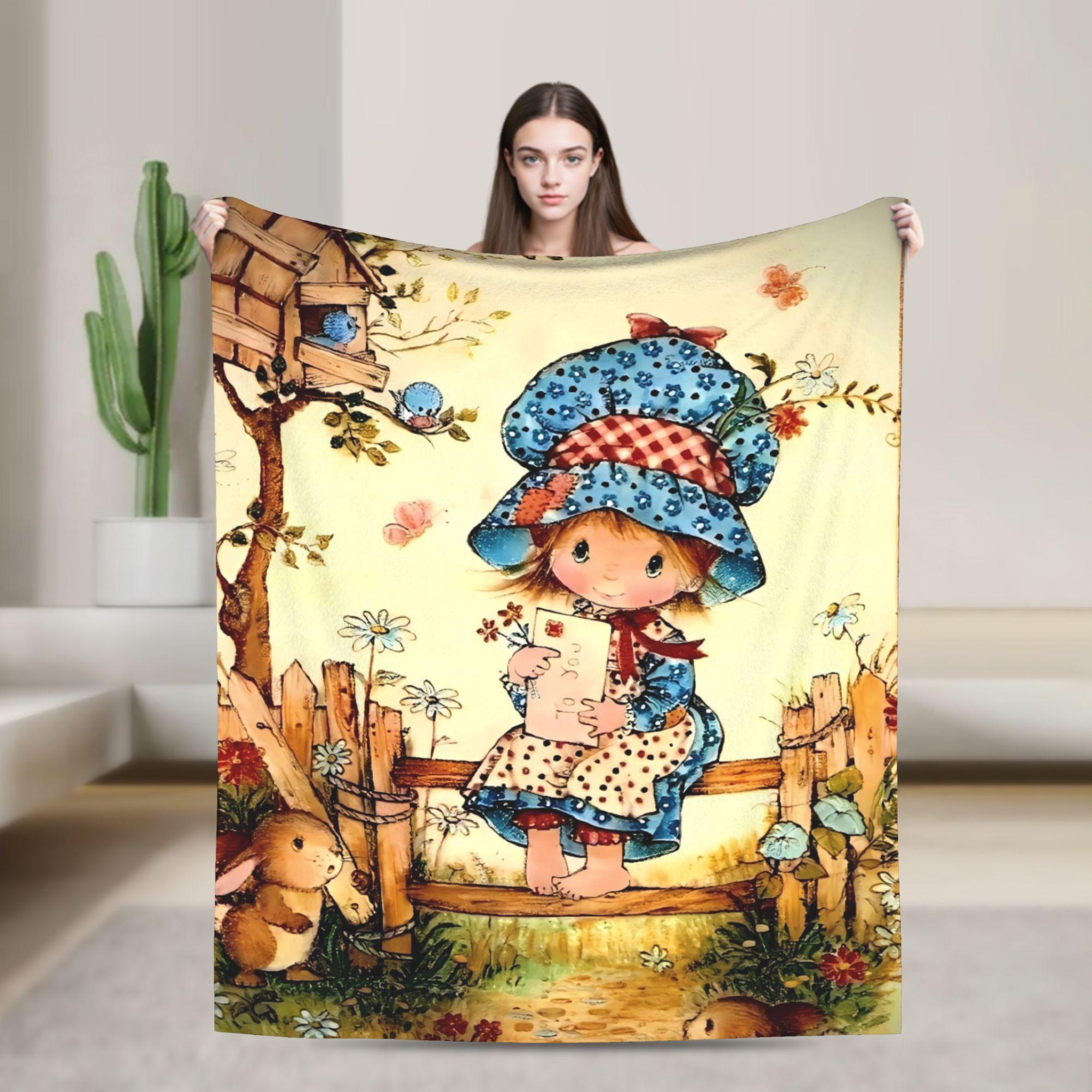

Sarah Kay With Cat Knitted Flannel Blanket Super Warm Bedding Throws for Home Decor Travel Graphic Bedspread Sofa Bed Cover 75x90cm
