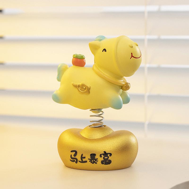 Creative Zodiac Horse Ornament Lucky Traditional Home Statue Ingot Can Be Rotated Home Decoration Office Desktop Decoration