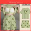 Cartoon Girl Summer Pajamas Set With Chest Padding For Sleep And Lounge Comfort