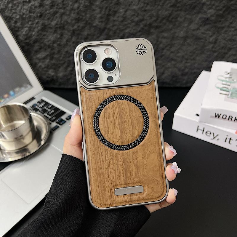 For Magsafe Magnetic Luxury Solid Color Wood Grain No Bordered Aromatherapy Phone Case For iPhone 16 Pro Max 14 12 13 15 Pro Max