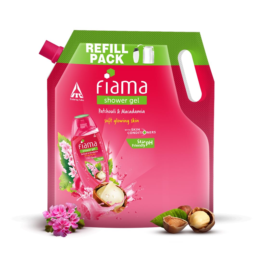 

Fiama Body Wash Shower Gel Patchouli & Macadamia, 1.4L Bodywash Refill Value Pouch for Women & Men with Skin Conditioners for Soft, Glowing Skin,