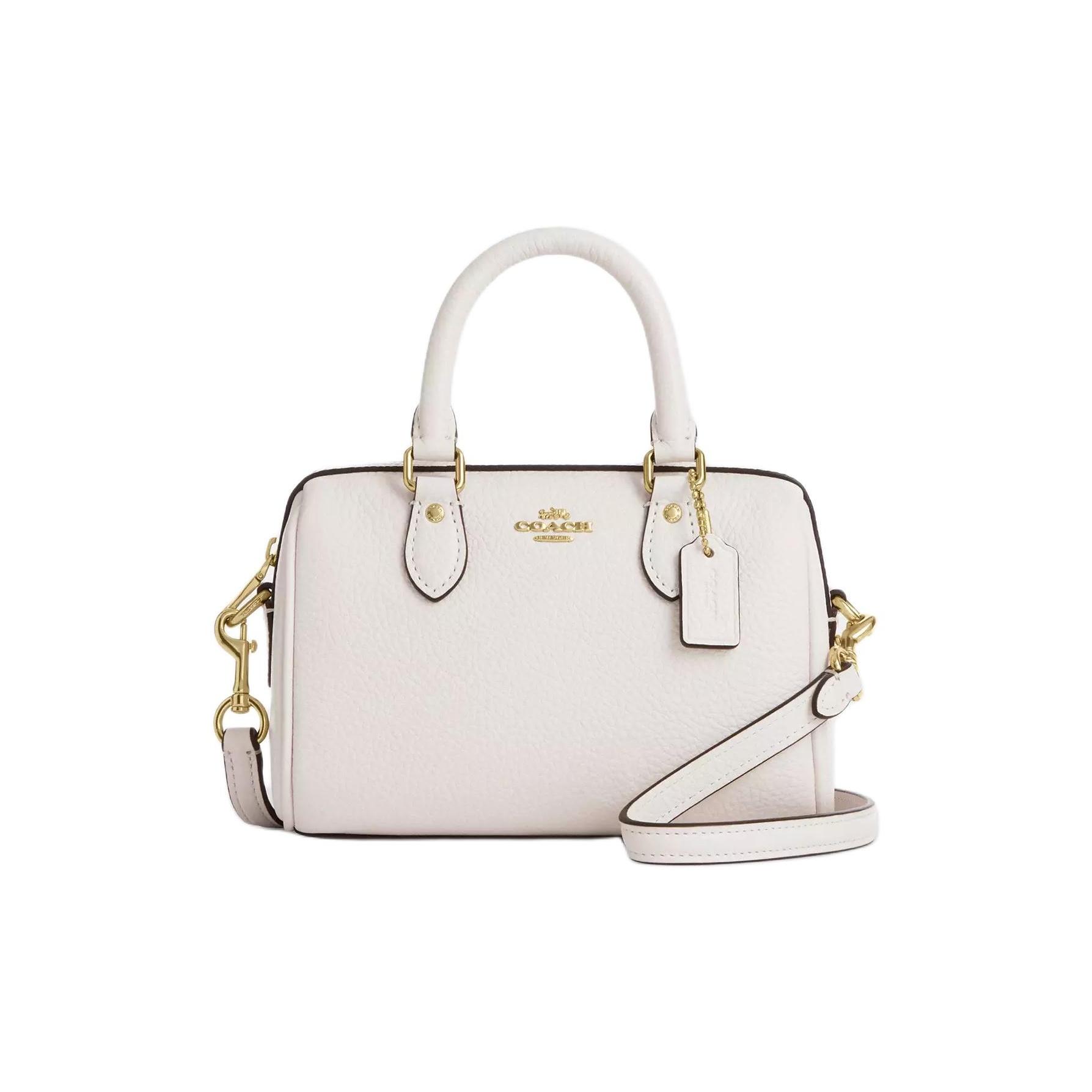 

Coach Rowan 18 Letter Logo Adjustable Detachable Pebble Leather Boston Bag Women Shoulder Bag White CW328-IMCHK Basic Set (Bag+Dust Bag)