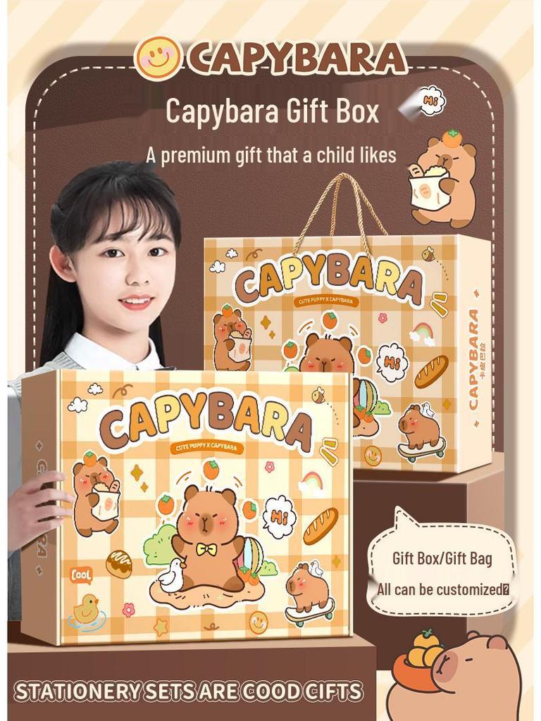 Capybara Briefpapier-Geschenkbox: Komplette Lernmaterialien für den Schulanfang oder Geburtstag - Perfekt für Mädchen