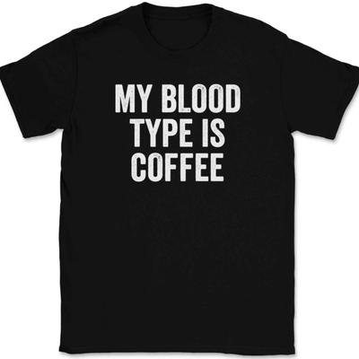 Moja grupa krwi to kawa T-shirt Koszulka Śmieszny żart o kofeinie Nowatorski prezent