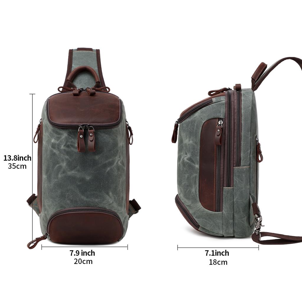 Vintage Canvas Zip Chest Bag Waterproof Men'S Crossbody Vintage Shoulder Bag Custom Men'S Unisex Crossbody Bag