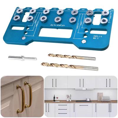 Pocket Hole Jig Kit Adjustable Handle Pitch Punch Hole Locator Straight Hole Drilling Template for Carpentry Installation Hinge