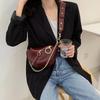 Design Sense Oil Wax Leather Casual Chest Bag Korean Riveted High Street Motorcycle Bag Women One Shoulder Chain Crossbody Bag