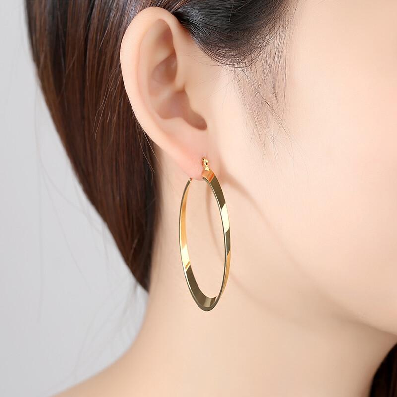 14K Gold Plated Oval Hoop Drop Earrings for Women Wedding Elegant Jewelry Gifts