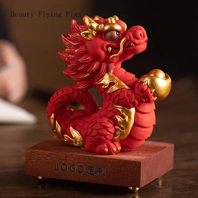 1PCS 10x6.4x10.5cm Stone Zodiac Dragon Ornament Divine Dragon Gift Lucky Desktop Mascot Office Home Decoration Gift