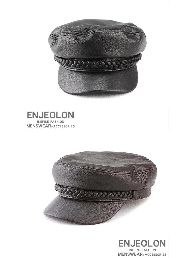 Unisex Fashion Sheepskin Leather Flat Top Duckbill Cap for Fall/Winter