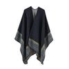 YAYUPLUS Women's Large Poncho/Polero/Shawl Top, Autumn/Winter Knit Cape Coat, Check Pattern, Winter Wear, Stylish Casual Outerwear (Black/Khaki)