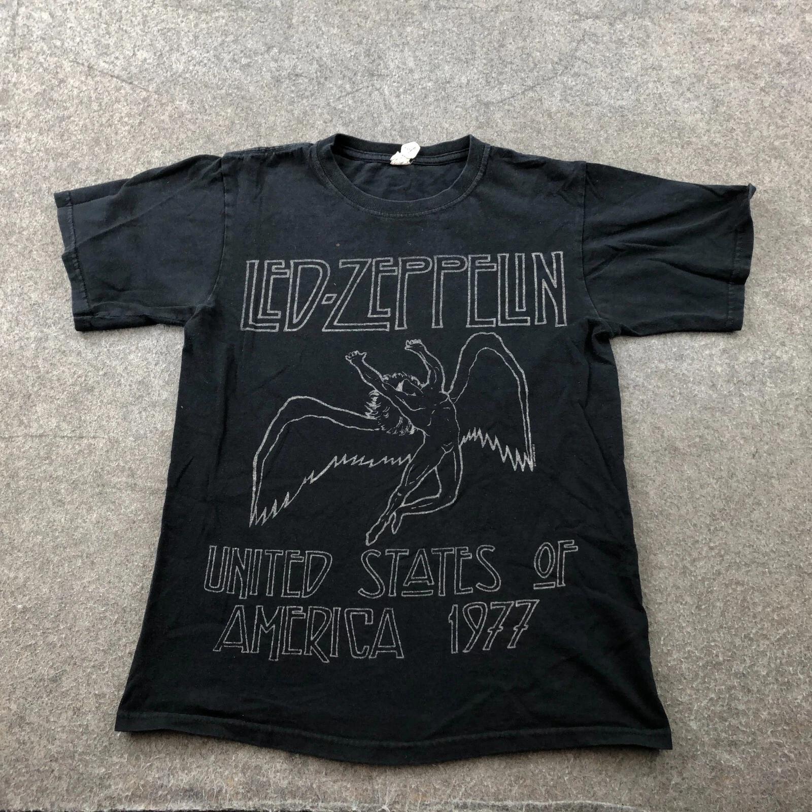 Led Zeppelin Shirt Mens Small Spell Out Rock Band Concert United States 1977 XL