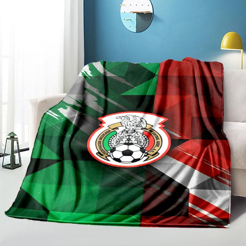 Mexiko Fußballnationalmannschaft Emblem Gedruckte Decken Weiche Flanelldecken für Sofa Bett Geschenke für Männer Frauen Picknickdecke Weihnachtsgeschenke