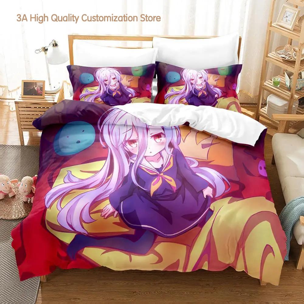 Comforter No Game No Life Bedding Set Cartoon Anime Three-Piece Set Adult Boys Bedroom S 3D Kawaii Girl
