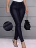 Rose Beauty A Winter Warm Women Pants High Waist Thermal Lined PU Leather Skinny Cropped Trousers