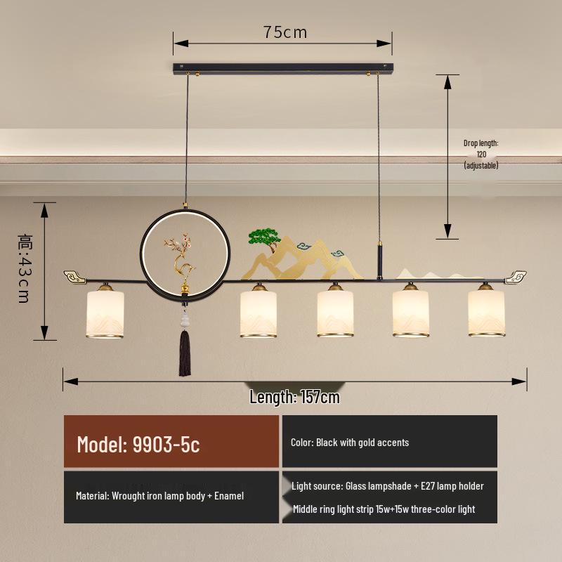 Modern Zen Dining Pendant Light: Pine-Inspired Multi-Head Strip Lamp for Tea Table or Study Desk
