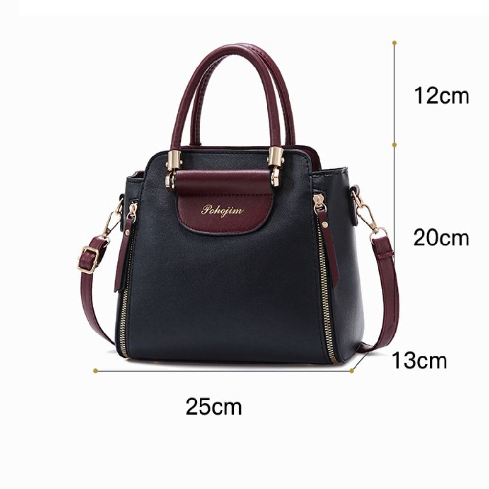 Fashion PU Women Bag Elegant Hit Color Handheld Bag Large Capacity Shoulder Bag All-Match