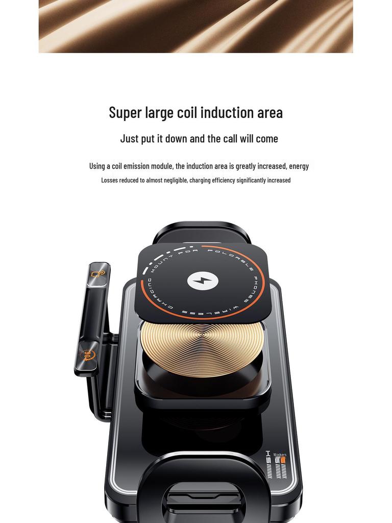 Universal Foldable Car Vent Phone Holder with Electric Rotation and Wireless Charging