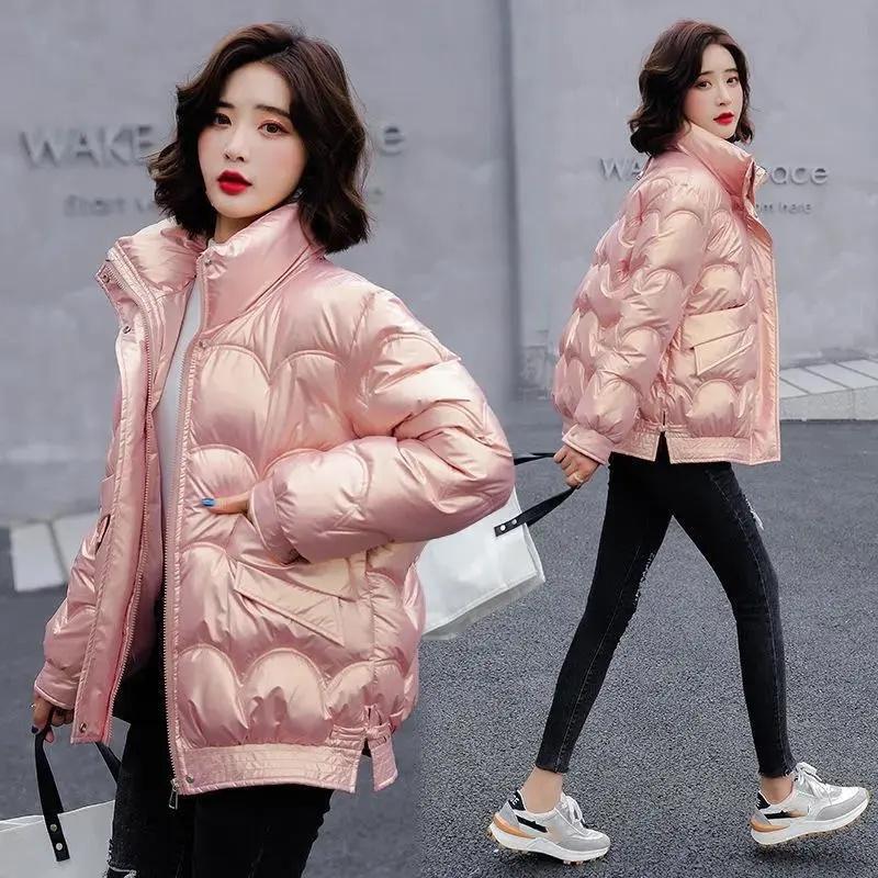 Winter Parkas Women Jackets Long Sleeve Casual Glossy Thick Warm Puffer Coat Loose Female Jacket Waterproof Outwear