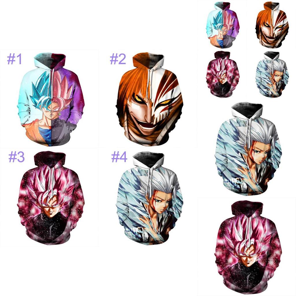 Polyester Dragon Ball Z Super Saiyan Goku Men Women Anime Pullover Hoodie**