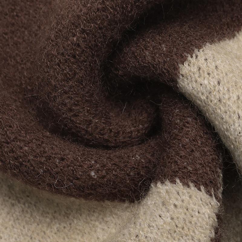 European & American Autumn Neutral Style Casual Diamond Jacquard Lapel Sweater for Women