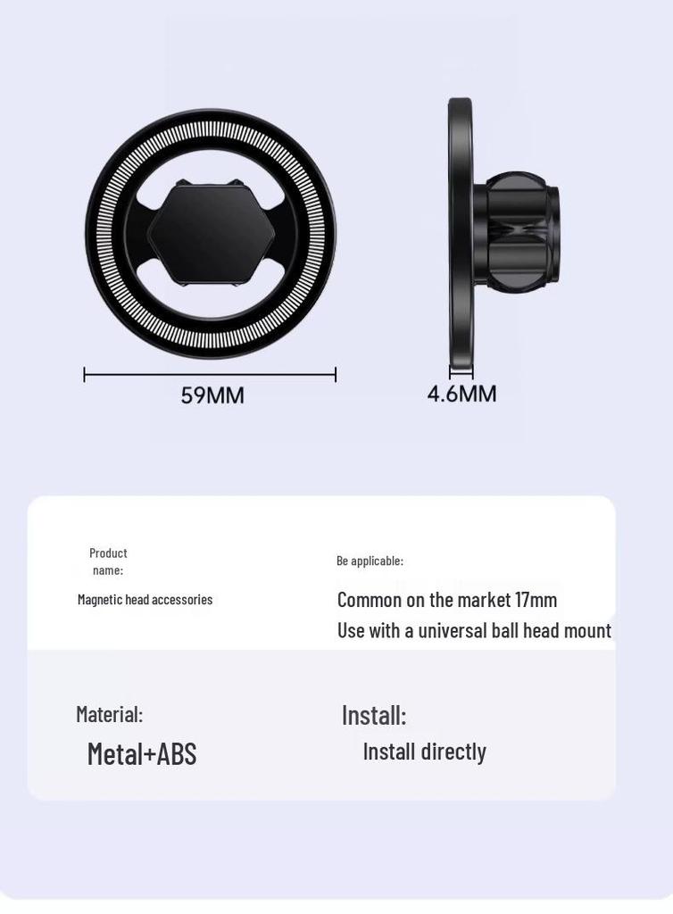Ice Armor MagSafe Magnetic Phone Holder - Universal 17mm Ball Head for Car & Desktop.