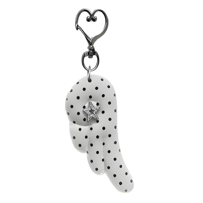 

Lovely Dot Heart Shaped Hanging Ornament With Wing For Purse And Wall Decoration белый