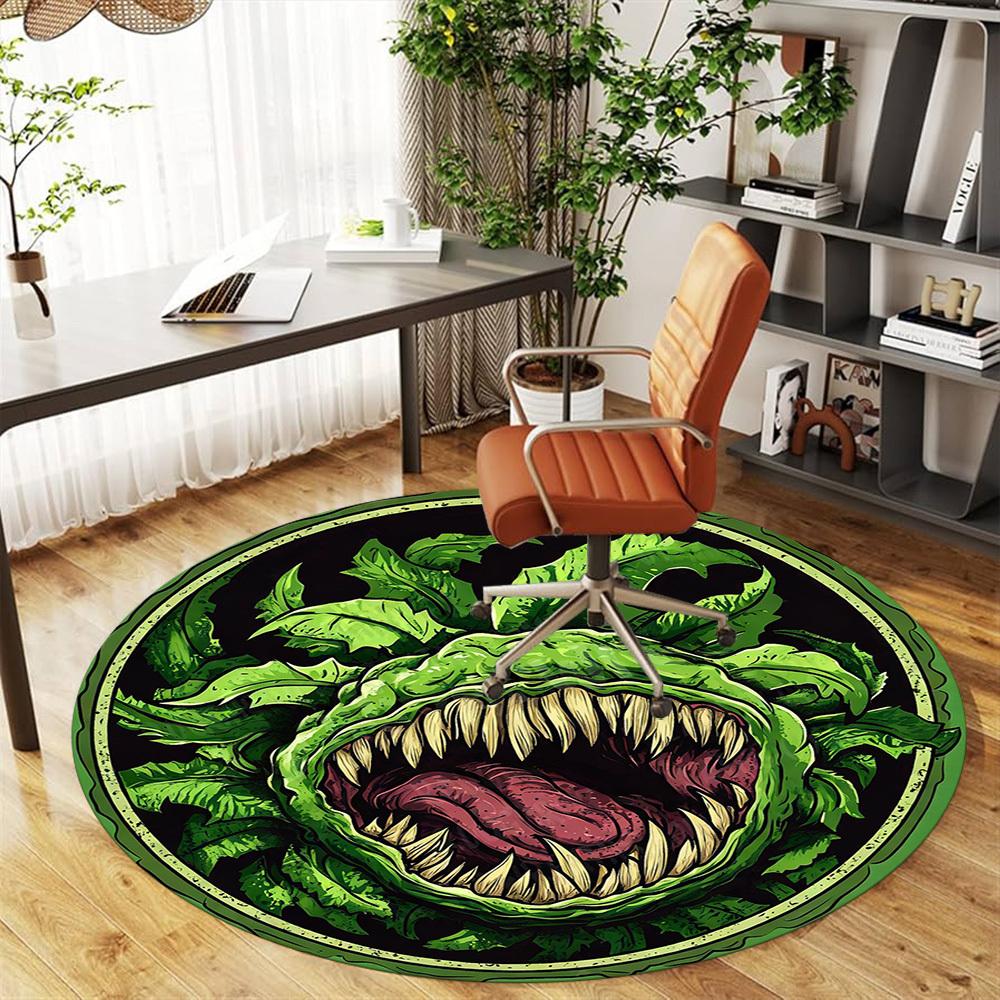 1PC plant monster Office Round Area Rug, Under Office Chairs Bedroom Living Room Home Decor, Carpet for Office -1110160