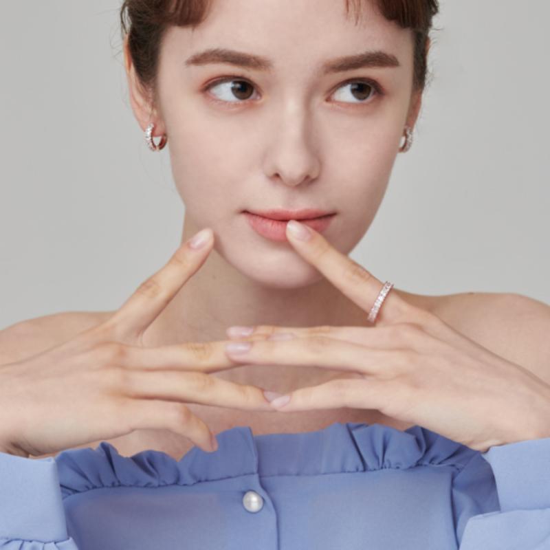 CRANNE 14K Daily Cubic Ring One-Touch Earrings (Gold Filled) C24EGF137